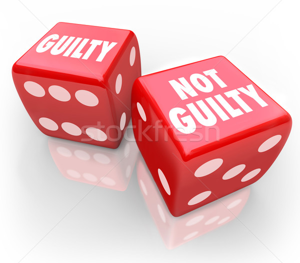 Stock photo: Guilty or Not 2 Red Dice Innocent Judgment Verdict Taking Chance