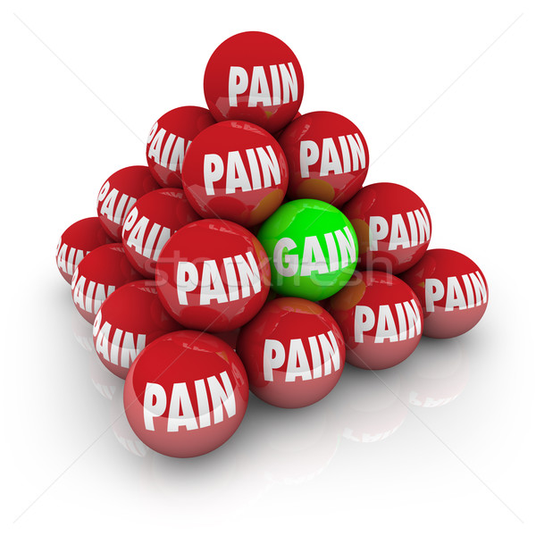 Pain Vs Gain Pyramid Balls Exercise Achieve Goal Fitness Stock photo © iqoncept