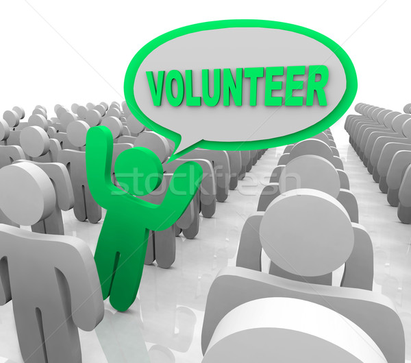 Volunteer Speech Bubble Person in Helper Crowd Stock photo © iqoncept