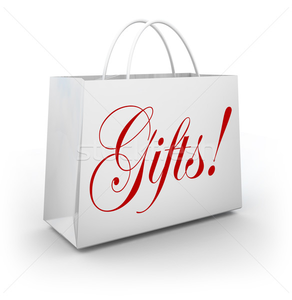 Gifts Word Shopping Bag Present Giving Holiday Store Stock photo © iqoncept