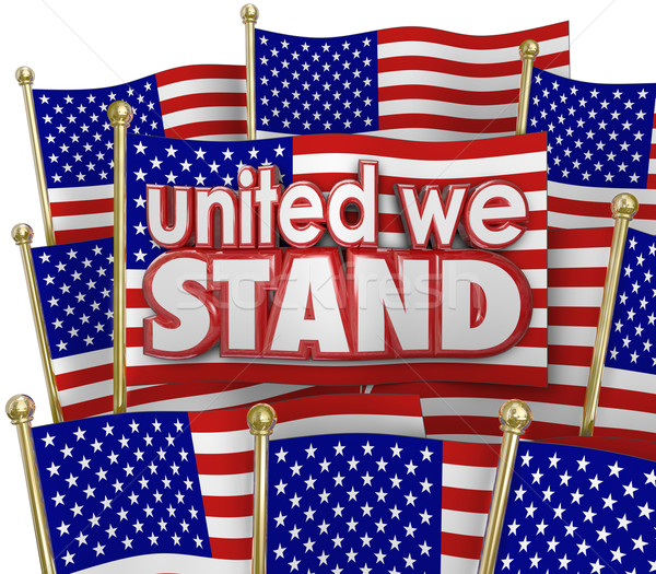 Stand americano banderas EUA unidad junto Foto stock © iqoncept