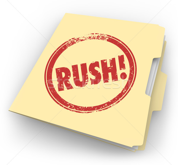 Rush Word Stamped Manila Time Sensitive Folder Documents Paperwo Stock photo © iqoncept