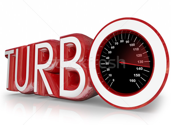 Turbo Red 3d Word Speedometer Fast Racing Stock photo © iqoncept