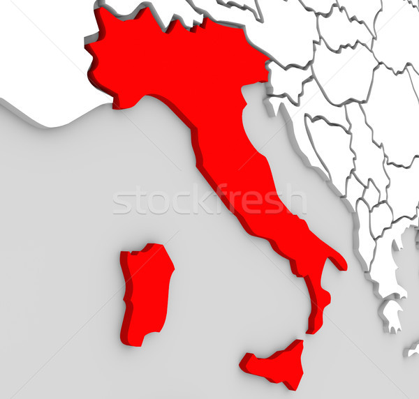 Italy Nation Abstract 3d Map Red Country Mediterranean Sea Stock photo © iqoncept