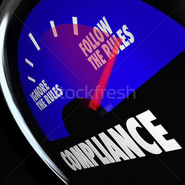 Compliance Gauge Measuring Following Rules Compliant Stock photo © iqoncept