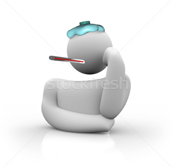 Sick Person with Thermometer and Icepack Stock photo © iqoncept