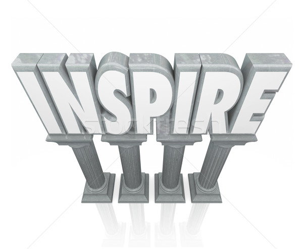 Inspire 3d Word Stone Marble Columns Encourage Success Motivatio Stock photo © iqoncept