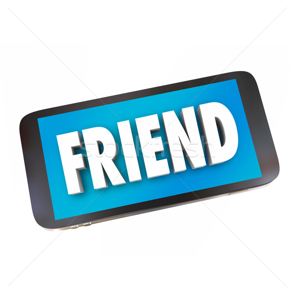 Barát szó barátság mobiltelefon hálózatok kapcsolódik Stock fotó © iqoncept