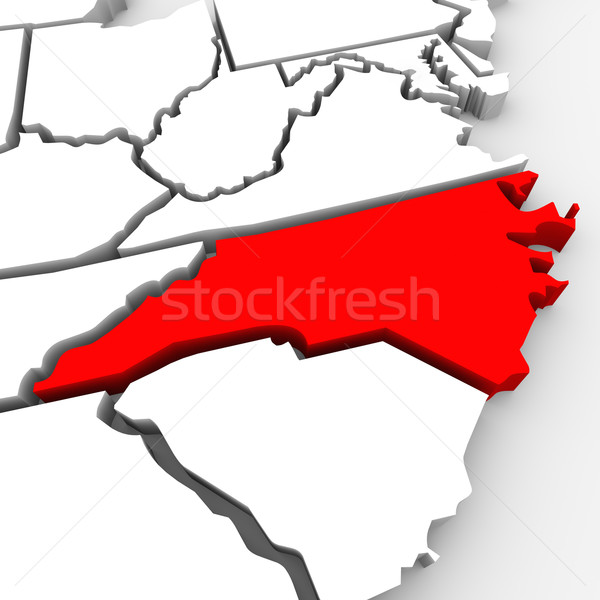 North Carolina Red Abstract 3D State Map United States America Stock photo © iqoncept