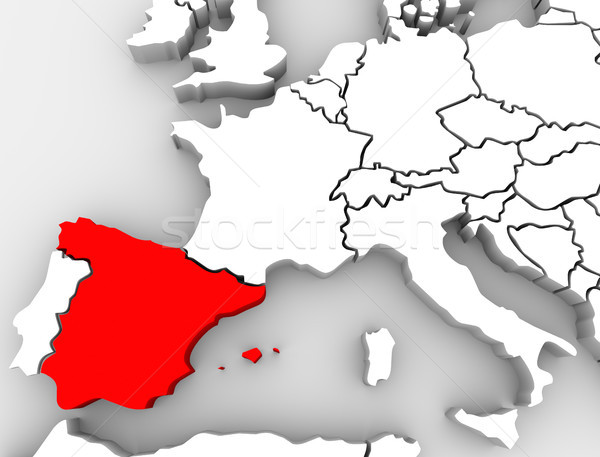 Europa abstract 3D hartă Spania ţară Imagine de stoc © iqoncept