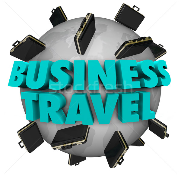 Business Travel Words Briefcases Around World Stock photo © iqoncept