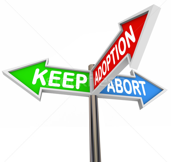 Adozione tre gravidanza opzioni scelta parole Foto d'archivio © iqoncept
