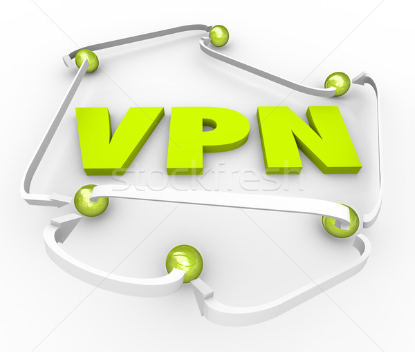 VPN Virtual Private Network 3d Letters Connected Secure Internet Stock photo © iqoncept