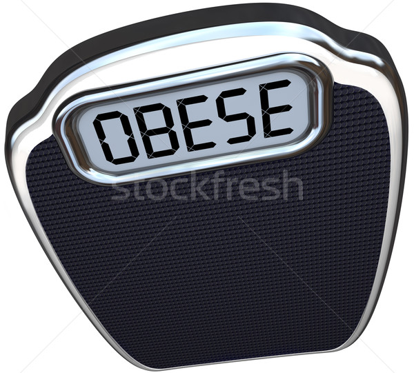 Stock photo: Obese Word Scale Overweight Heavy Weight Loss