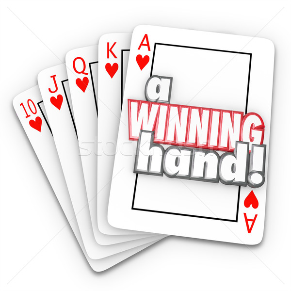 A Winning Hand Royal Flush Playing Cards Words Stock photo © iqoncept