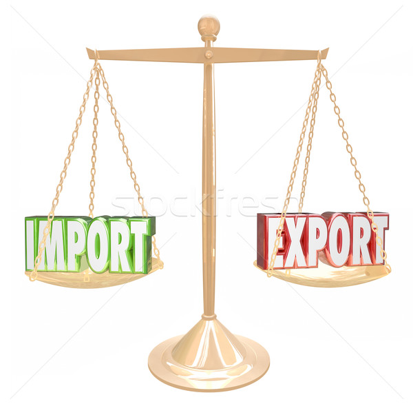 Import Export Words Scale Trade Balance Surplus Deficit Stock photo © iqoncept