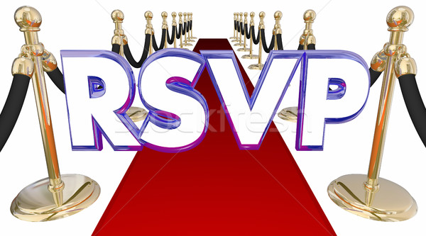 RSVP Reserve Reservation Word Acronym Red Carpet Event 3d Illust Stock photo © iqoncept
