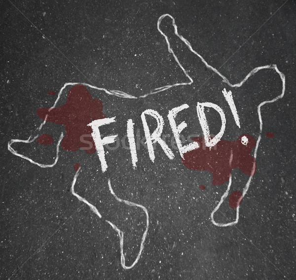 Stock photo: Fired Chalk Outline of Person Dead on Street Out of Job