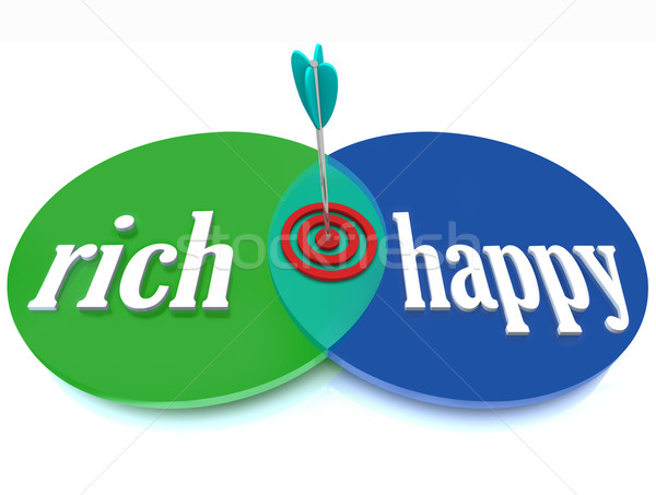 Rich Happy Venn Diagram Success Goal of Wealth Stock photo © iqoncept