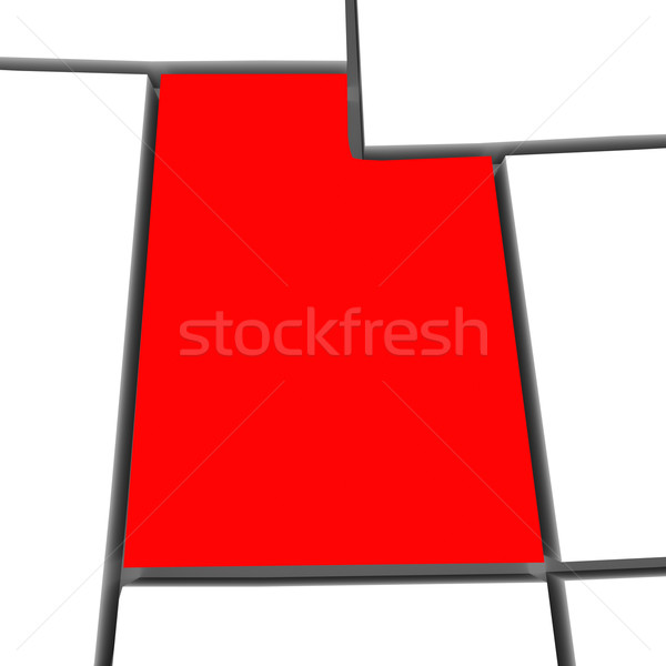 Utah Red Abstract 3D State Map United States America Stock photo © iqoncept