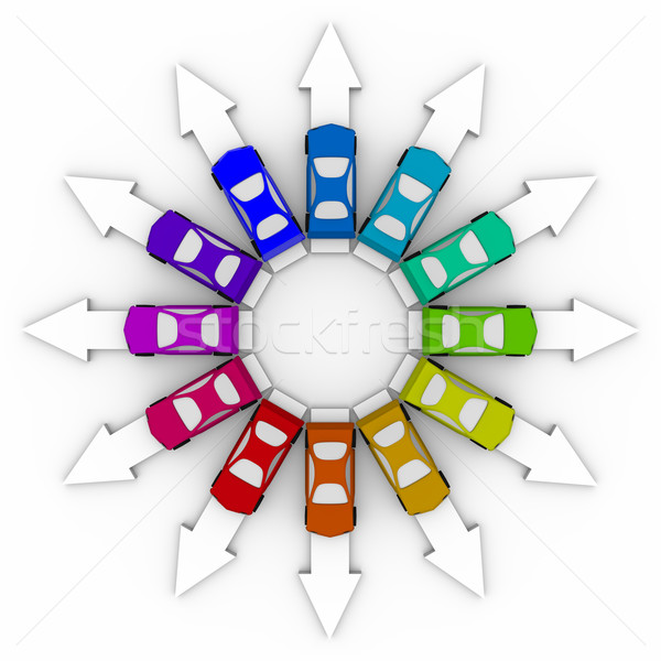 Masini sageti comparatie cumpărături multe colorat Imagine de stoc © iqoncept