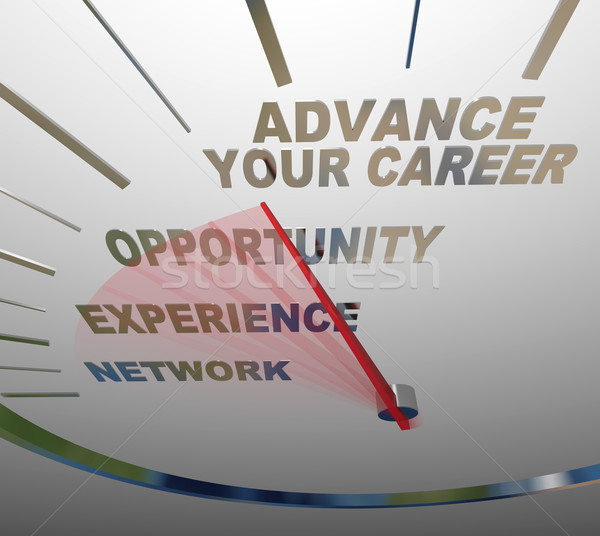Advance Your Career Words Speedometer Job Promotion Raise Stock photo © iqoncept