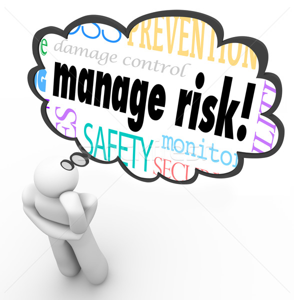 Manage Risk Thinker Thought Cloud Limiting Loss Liability Stock photo © iqoncept