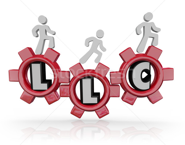 LLC Limited Liability Corporation Acronym People Walking Gears Stock photo © iqoncept