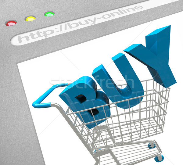 Buy Online - Shopping Cart on Web Screen Stock photo © iqoncept