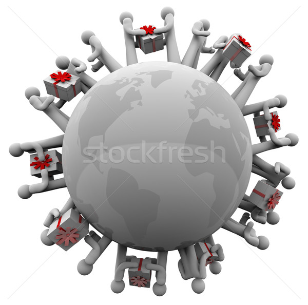 Stock photo: Gift Giving Around World Presents Boxes