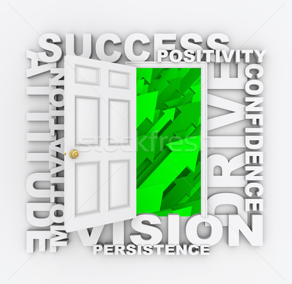 Open Door to Success - Positive Qualities Stock photo © iqoncept