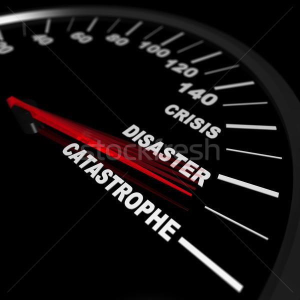 Catastrophe indicateur de vitesse aiguille pointant design Photo stock © iqoncept