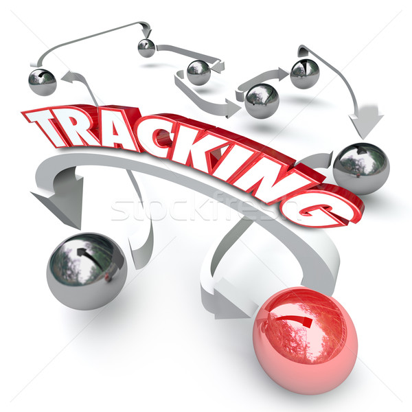 Tracking Information Data Here There Arrows Between Spheres Stock photo © iqoncept