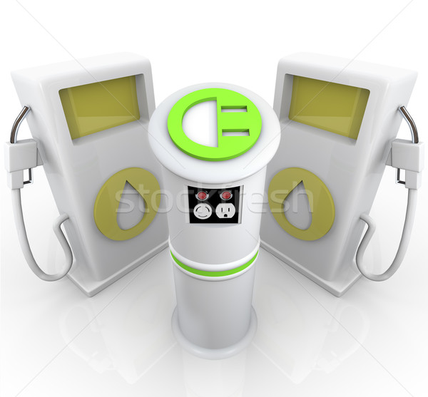 EV - Electric Vehicle Charging Station vs Gas Pumps Stock photo © iqoncept