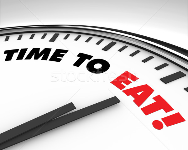 Tempo mangiare clock bianco parole sfondo Foto d'archivio © iqoncept