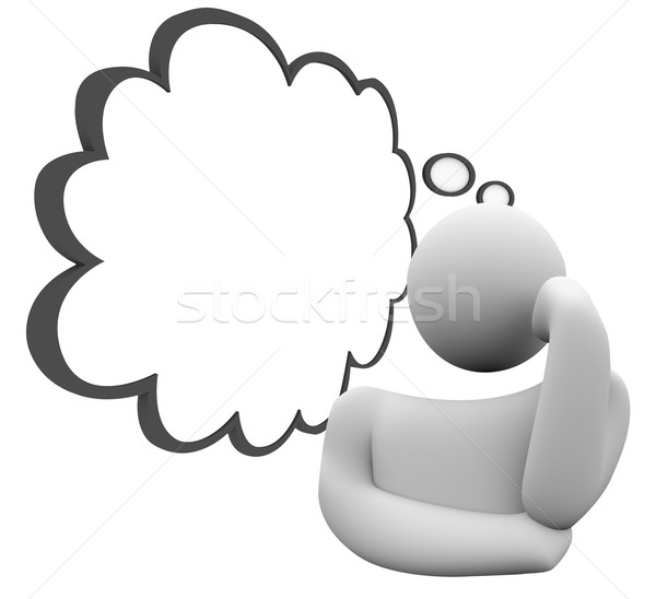 Thinker Thought Cloud Question Thinking Person Wondering Daydrea Stock photo © iqoncept
