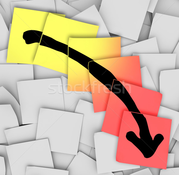Arrow Down Tracking Failure Loss Sticky Notes Stock photo © iqoncept