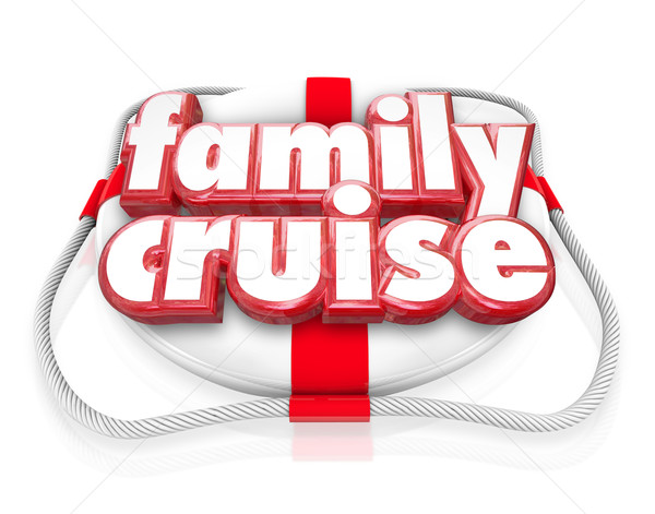 Family Cruise Boat Ride Vacation Holiday Together Life Preserver Stock photo © iqoncept