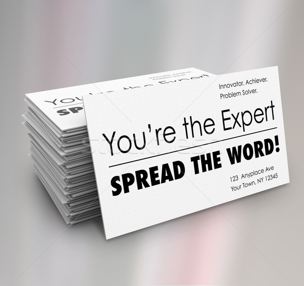 Experte Wort Visitenkarten Visitenkarte werben Stock foto © iqoncept