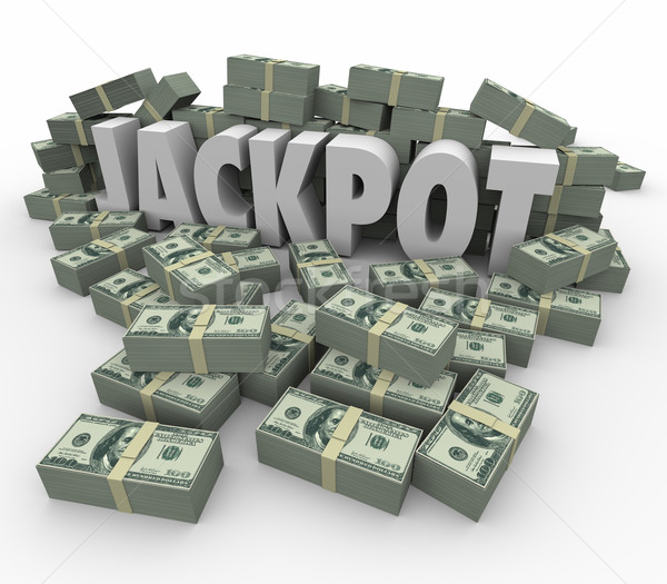 Jackpot 3D Wort Cash Geld Glück Stock foto © iqoncept