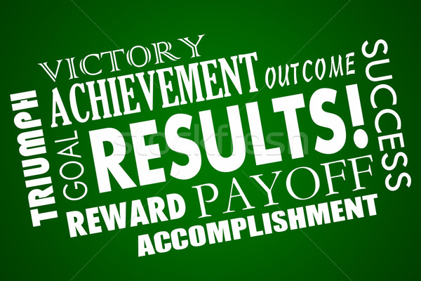 Stock photo: Results Outcome Rewards Goal Accomplished Word Collage