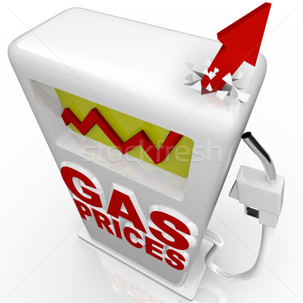 Gas prijzen pijl benzine pompen Stockfoto © iqoncept