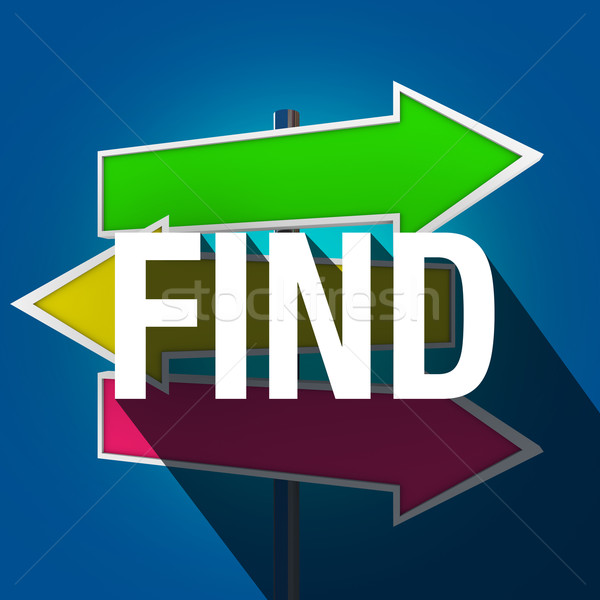 Find Word Long Shadow Arrow Signs Direction Searching Guidance Stock photo © iqoncept