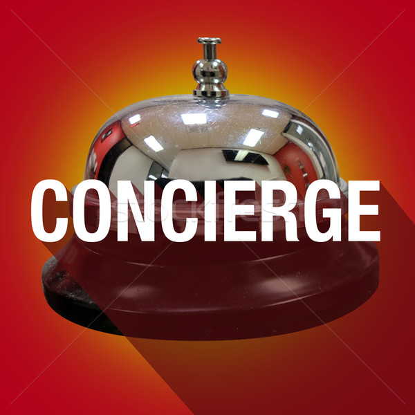 Concierge Glocke Wort lange Schatten Kundendienst Stock foto © iqoncept