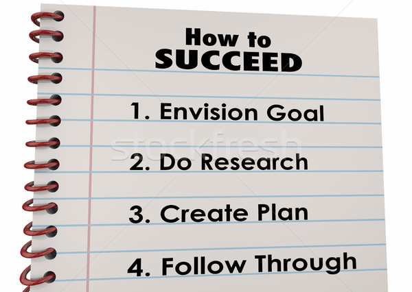 How to Succeed Plan Research Follow Through 3d Illustration Stock photo © iqoncept