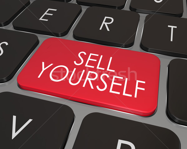 Verkaufen selbst Computer-Tastatur rot Schlüssel Förderung Stock foto © iqoncept
