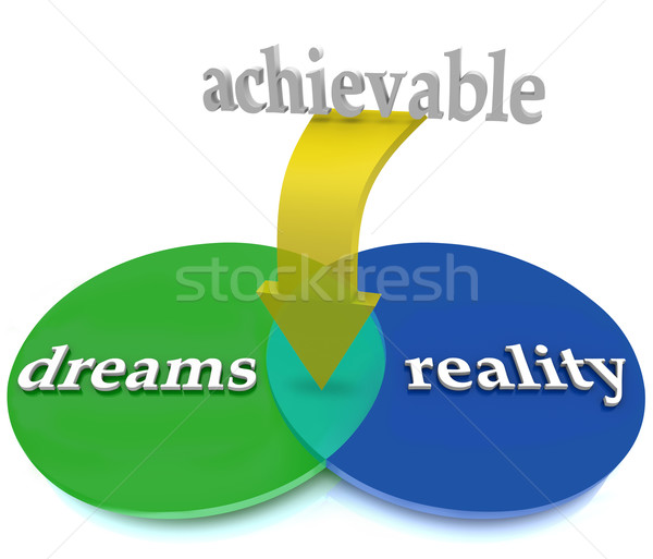 Dreams Vs Reality Venn Diagram Overlapping Achievable Opportunit Stock photo © iqoncept