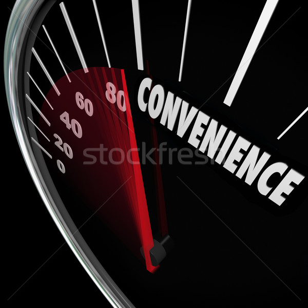 Conveniencia velocímetro velocidad respuesta tiempo palabra Foto stock © iqoncept