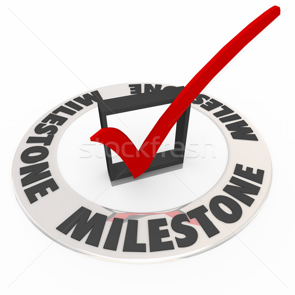 Milestone Check Mark Box Reach Important Turning Point Moment Stock photo © iqoncept