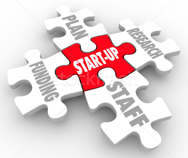 Start-Up Puzzle Pieces Staff Research Plan Funding Strategy Stock photo © iqoncept